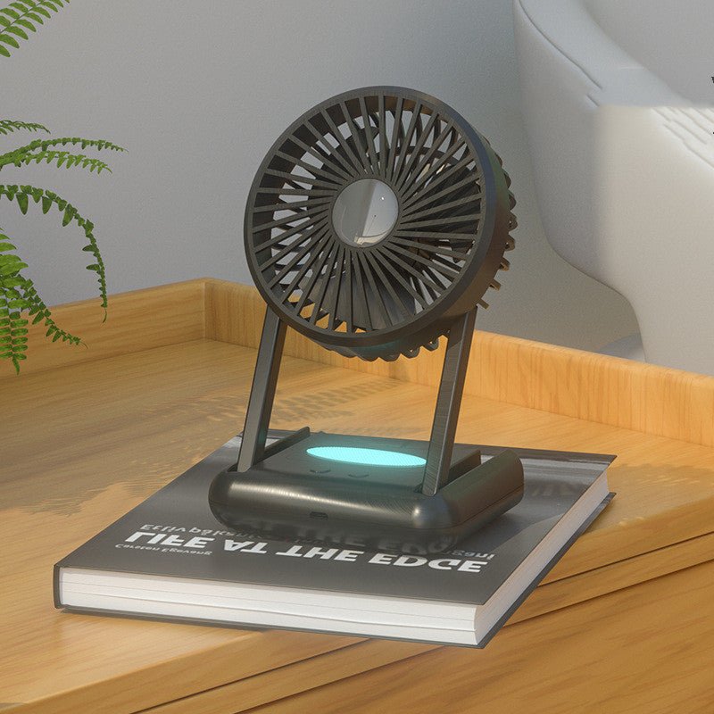 23 Hours Mini Silent Handheld Fan LED Night Light Fan Desktop Folding Small Electric Fan Portable Fan